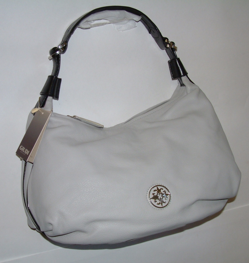 Giudi Italy Designer Cream Ladies Handbag with Solid Nautical Logo G5259