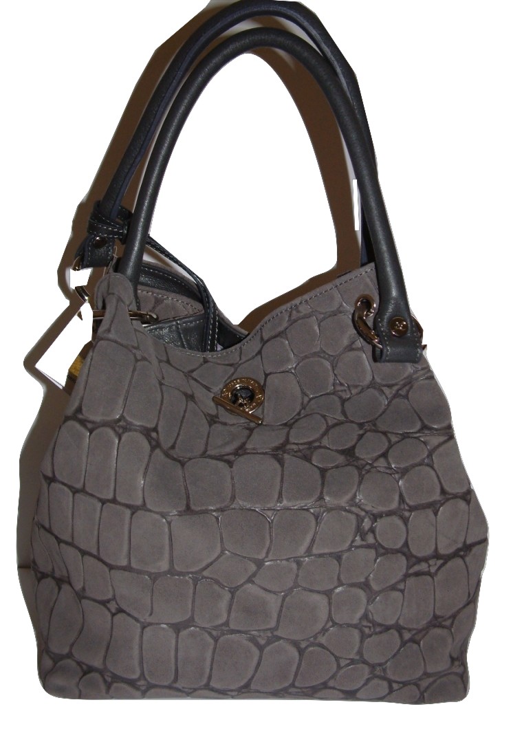 Gianni Altieri Italian Designer Leather Cobblestone Grey Handbag 1830