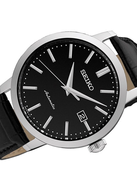 Seiko Automatic Mens Dress Watch with Leather Strap