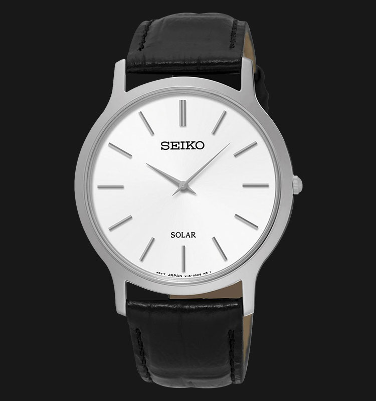 Seiko Solar V115 Classic Unisex Watch with Leather Strap
